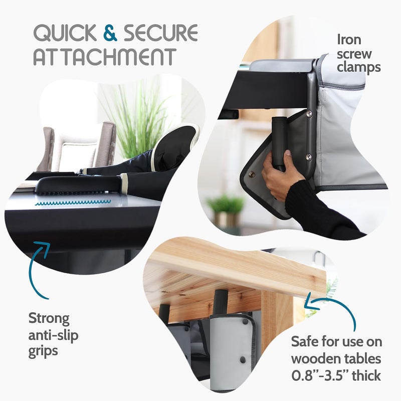 Tinybow Elegant Faux Leather Hook-On High Chair for Baby - Portable Baby Seat for Eating, Travel and Table Attachment - Image 3